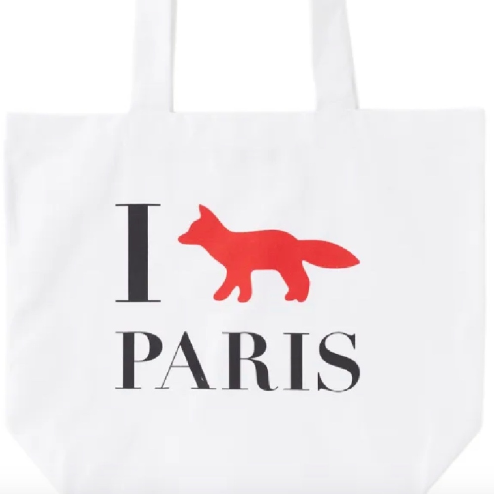 Maison Kitsune Fox Paris tote - White